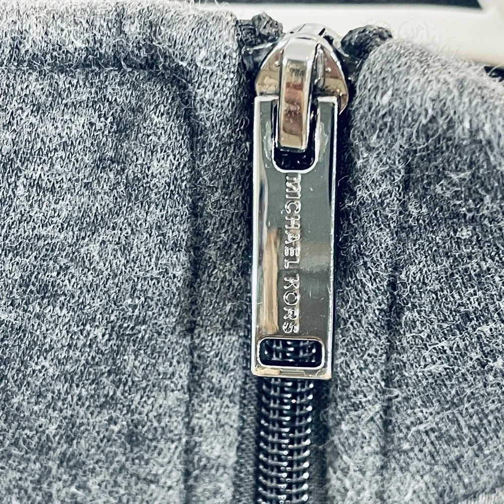 Michael Kors Jacket Mens Large Gray Fleece Bomber‎ Full Zip Stand Collar